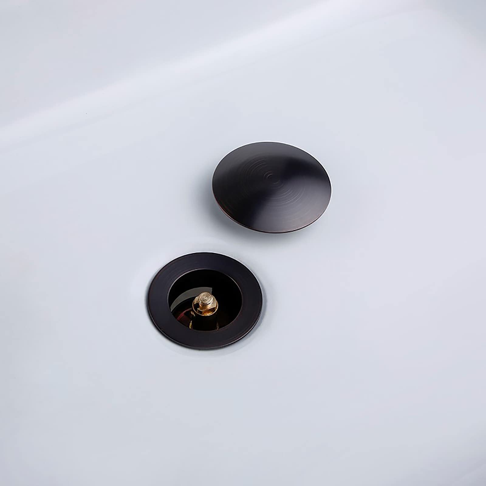 Pop-up Bonde de Lavabo Laiton Clic-clac Bonde de Vidage Lavabo Bronze Brun Bonde D'écoulement Ronde Ecoulement de Lavabo pour Evier ou Lavabo,Without Overflow
