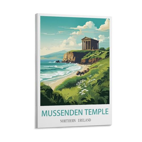 Poster d'Irlande du Nord Mussenden Temple voyage vintage nostalgie