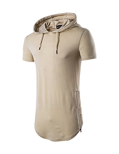 Men's Hipster Hip Hop Hoodies Side Zipper T Shirt Casual Cotton Pullover Hoodies Shirts