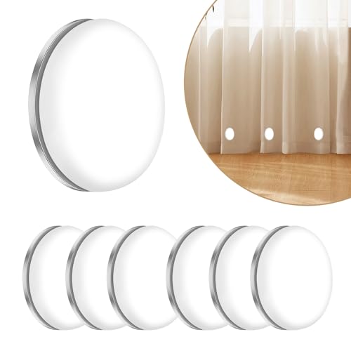 6 Pairs Magnetic Curtain Weights, White Round Curtain Magnets Closure, Waterproof Magnetic Drapery Clips, Curtain Weights Magnets for Curtains, Shower Curtains, Tablecloths