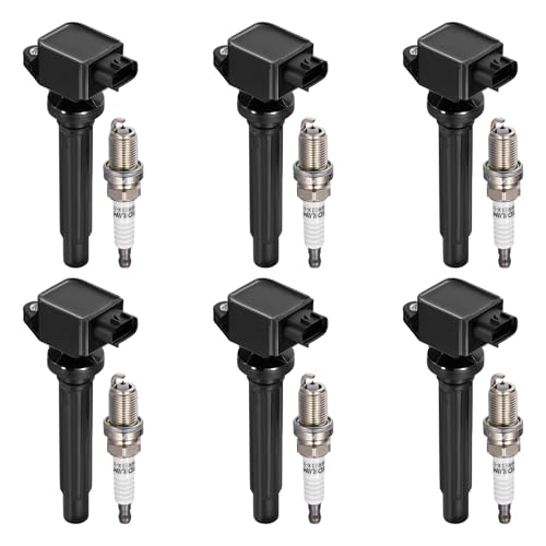 Image of BDFHYK Ignition Coil Pack UF562 and Iridium Spark Plug 3764 Compatible with Suzuki Grand Vitara 2006-2008 2.7L V6 Suzuki Oem Coil Pack Coil for 5C1785 E1062 52-2140 IC642 UF-562 3340065J00 Set of 6