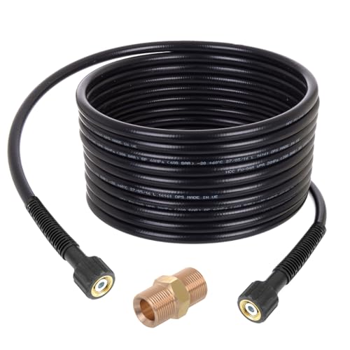 TECHKAR 200BAR Tuyau haute pression rallonge 15m compatible avec Black Decker Lavor Parkside Nettoyeur haute pression tige 15 mm