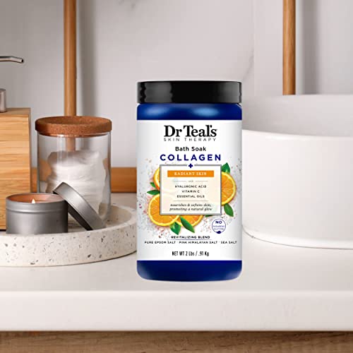 Dr Teal's Skin Therapy Epsom Salt Bath Soak Collagen + Radiant Skin With Hyaluronic Acid, Vitamin C And Essential Oils, 2 Lbs #TOP4