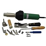 120V 1600W PVC Vinyl Flooring Hot Air Welding Tools Heat Gun Kit with Quarter Moon Trimming Skiving Knife, Vinyl Hand Groover, Speed Welding Nozzles and Triac S Plastic Welder Heating Elements