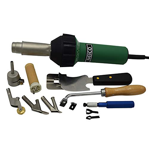 Flash Sale 120V 1600W PVC Vinyl Flooring Hot Air Welding Tools Heat Gun Kit with Quarter Moon Trimming Skiving Knife, Vinyl Hand Groover, Speed Welding Nozzles and Triac S Plastic Welder Heating Elements