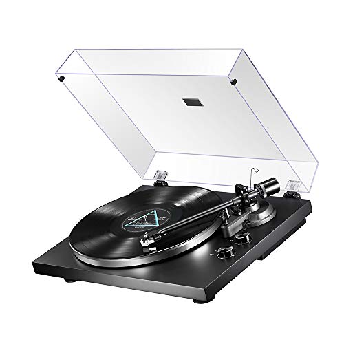 MUIFA Bluetooth Output Turntable, Belt Driven Hi-Fi Wireless Stereo Record Player w/ MM