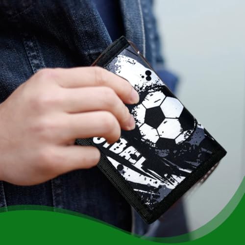 SIRLOMU Kinder Brustbeutel Dreifach gefaltete Geldbörse, Portemonnaie zum Umhängen für Jungen & Mädchen, (Fußball)