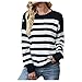 SHIZUANYUE - Maglione da donna a righe, stile casual, con maglia a righe, stile casual, per autunno, inverno, Nero , S