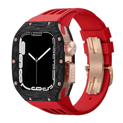Boîtier fibre de carbone 44mm anti choc avec lunette métal pour iWatch