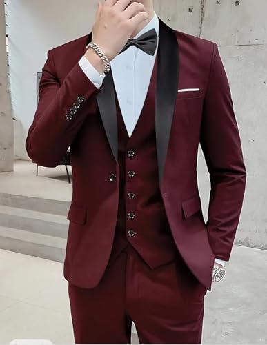 Men's Suits Regular Fit 3 Piece Shawl Lapel Tuxedo Wedding Suit for Men3