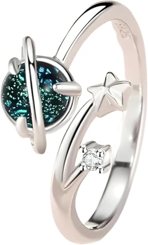 Bague d'ouverture ajustable planète argentée J643-N40 pour doigts sensibles