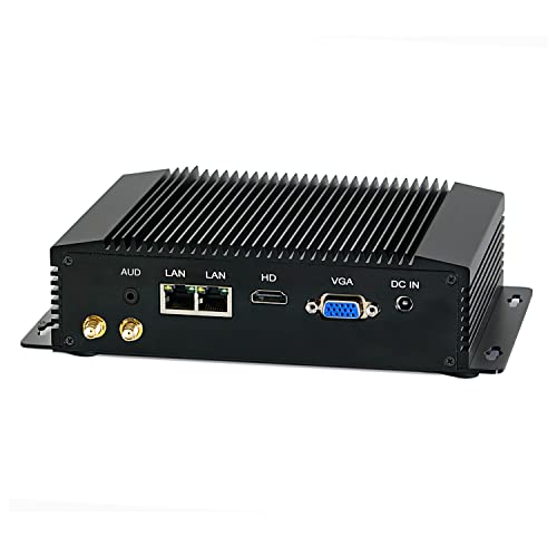 HUNSN Industrial Embedded PC, Fanless Mini Computer, IPC, Intel Celeron J4125, Windows 11 Pro Or Linux Ubuntu, IM10, WiFi, BT, VGA, HDMI, 2 x LAN, 2 x COM RS232, 4 x USB, 8G RAM, 512G SSD, 1TB HDD