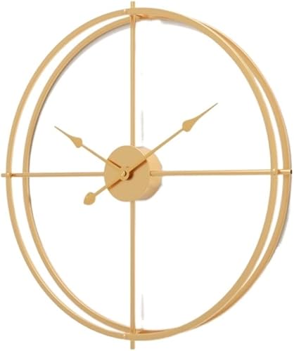 Home Decoration Clock 3D Metal Wall Clock Modern Home Decor Round Silent Non Ticking Vintage Unique Clocks Decorative Clocks Wall(Gold,40 * 40cm)