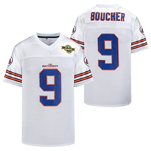 Bobby Boucher #9 The Waterboy Adam Sandler Movie Mud Dogs Bourbon Bowl Football Jersey White #TOP28