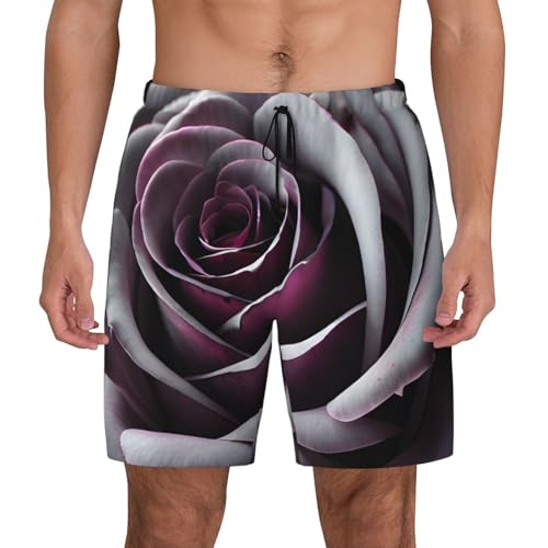 Gothic Rose Flower Print Men Stylish Functionality Swim Trunks Breathable Beach Shorts Surfing Gym Fishing