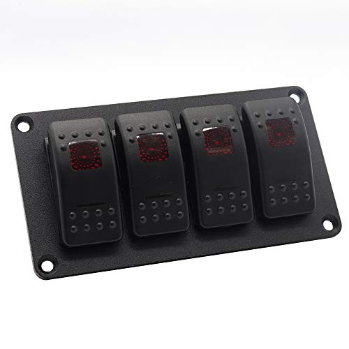 Zwbfu 4 Gang 5 Pin Rocker Switch Panel, impermeável On-Off backlit interruptores para carro, trailer