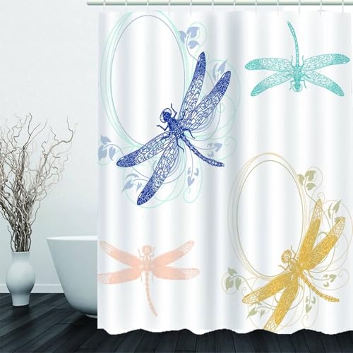 Rideau de douche en coton et lin noble imperméable style libellule chic - 3