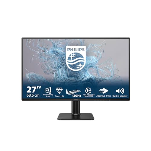 Philips 27E2N2500 27 Zoll QHD Monitor, 120Hz, IPS, 1ms MPRT Adaptive Sync HDR10 (2560x1440,HDMI 1x 2.0,DP 1x 1.4) Schwarz/Rot