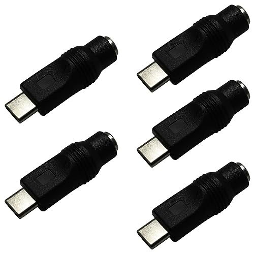 Adaptador USB a DC de 5 piezas, USB tipo C macho a DC 5.5x2.1mm hembra miniatura 1
