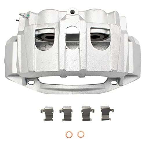 Image of TRQ Rear Brake Pad, Caliper, & Rotor Kit Semi-Metallic Compatible with 2008-2014 Ford E-150 E-250 2008-2019 E-350 Super Duty