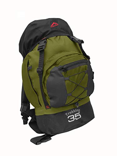 0035 - MOCHILA TREKKING 35 - VERDE C/ PRETO