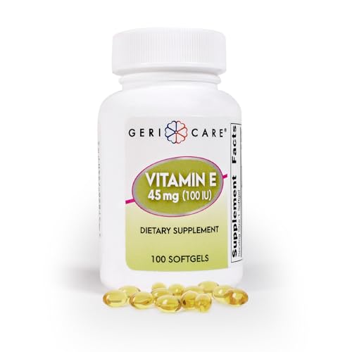 GeriCare High-Potency Vitamin E Capsules 100 IU for Skin & Immune Support 45mg | 100 Count | Organic Vitamin E for Women and Men