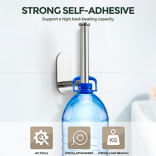 1 Pack Adhesive Toilet Roll Stand - Brushed Nickel SUS304 Stainless Steel, Rustproof Toilet Paper Holder No Drilling Tissue Holder for Kitchen Bathroom Wall Mount - Image 8