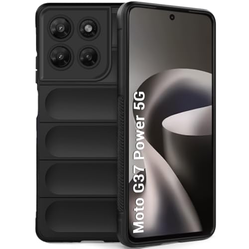 Image of TheGiftKart Liquid Silicon Back Cover Case for Motorola Moto G37 Power 5G | Shockproof Military Grade Protection | Micro-Fibre Cloth On Inner Side | Built-in Anti-Slip Grip Cover Case (TPU, Black)