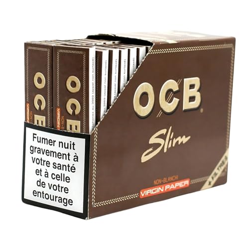 Boite de 32 paquets de feuilles Slim Tips OCB Virgin - papier non blanchi