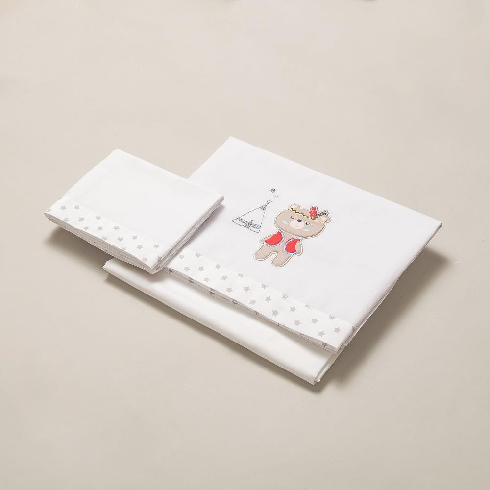 Interbaby Set di lenzuola da miniculla TIPI OSO in bianco e grigio - 450 g