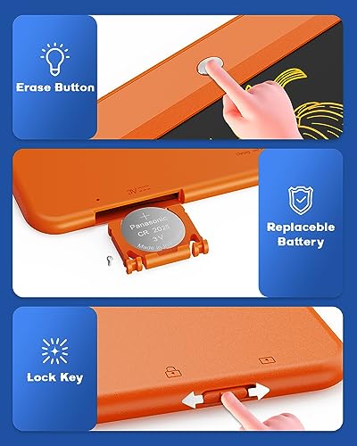 Image of Bravokids LCD Writing Tablet for 3-8 Year Olds - 10 Inch Doodle Board Electronic Drawing Pad, Educational Gift for Kids (Orange)
