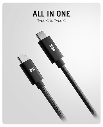 Image of DailyObjects SURGE Kevlar Core USB-C 100W Charging Cable|USB Type-C|Fast Charging,480Mbps Data Transfer,Data Sync|Compatible with Android & iOS Smartphones,Earphones,Tablet /Ipads,Macbook,Black