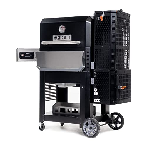 MasterBuilt Gravity Series 800 Holzkohlegrill für Profis im Garten mit Drehfach-Grillung, 800 Quadratzentimeter, Schwarz