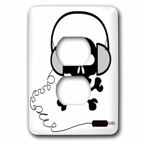 Tête de mort et os avec casque habillage pour 2 prises au design moderne