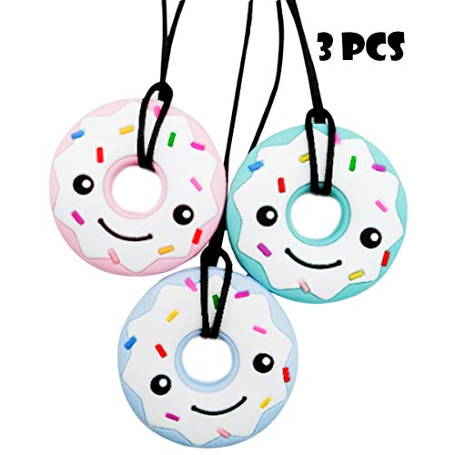 MMK Chewies Sensory Chew Necklaces for Kids, Pack of 3 Pink, Blue,