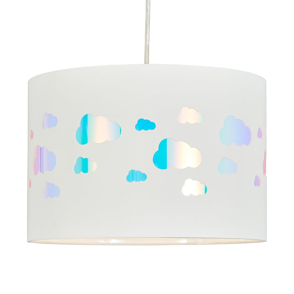 Litecraft Iridescent Glow Light Shade Children's Easy Fit Lampshade - (, Clouds)