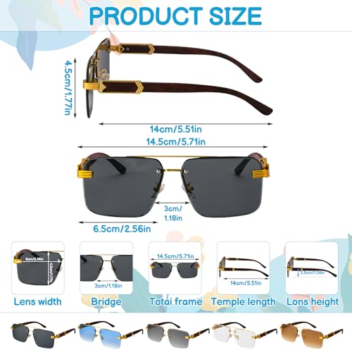 GGSTDDUP Fashion Rimless Sunglasses for Men & Women UV400 Protection Square Rectangle Frames