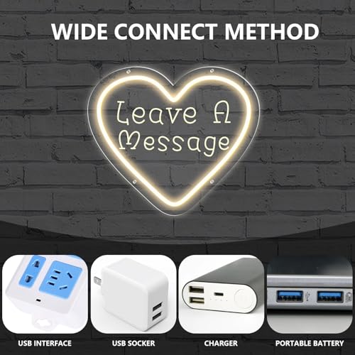 Image of Leave a Message Neon Sign With Holder Base, Neon Guestbook Table Sign for Wedding Shop Business Desk Decor Reception Welcome Dimmable Led Sign, Warm White USB Neon Light Sign