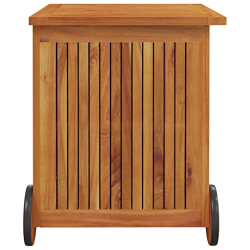 Boîte de rangement d'extérieur avec roulettes, récipient de jardin en bois pour coussins et outils, organisateur polyvalent pour terrasse, piscine, garage, parfait pour une utilisation sur la plage de