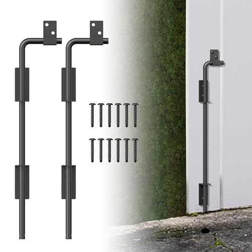 Image of 18 inch Heavy Duty Cane Bolt Gate Drop Rod with Upgraded Design, Square Drop Rod Kit for Double Gate Wood PVC Vinyl Metal Yard Gate Latch-2 Pack