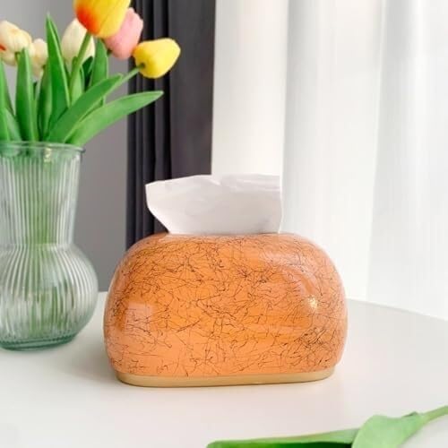 Porte-mouchoirs carré décoratif céramique orange distributeur