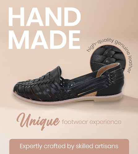 Image of Macarena Collection Leather Sandals for Women | Handmade Mexican Huarache | Woven Slip-On Shoes with Cushioned Insole | Artisan Crafted Genuine Leather