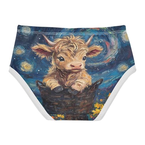 Cute Baby Highland Cow Basket Van Gogh Starry Night Toddler Girls's Underwear 2T 202b85892