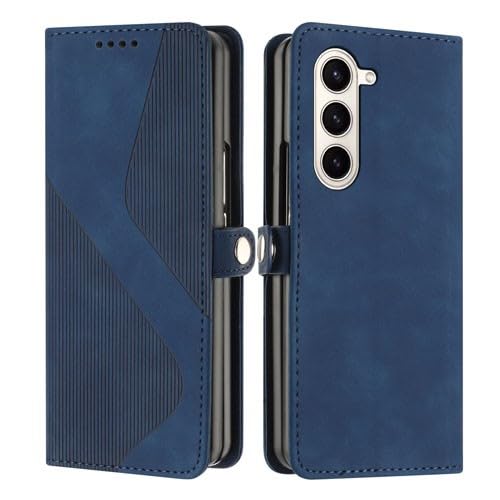 Étui Galaxy Z Fold 6 bleu en cuir magnétique, le cadeau parfait et chic