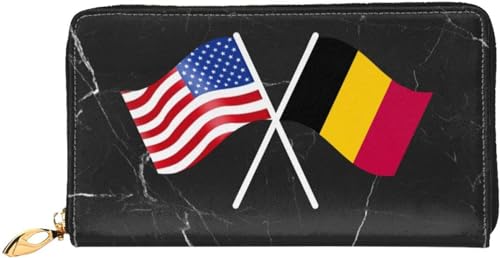 American And Belgium Flag Wallet Card Bag