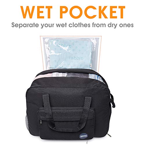 WANDF Travel Duffle Bag 40L, Anti-theft RFID Pocket | Shoe Compartment | Inner Wet Pocket, Water Resistant Nylon Luggage Bag for Weekender Sports Gym Camping (Grey 20