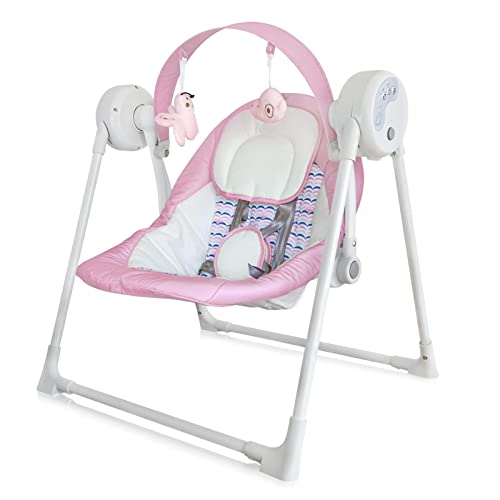 Image of Electric Portable Baby Swing, Swings for Infants to Toddler with Intelligent Music Vibration Box, Swing 6-25 lb, 0-12 Months, Folds Easy Travel, Pink