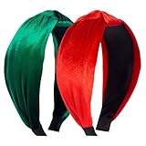 Christmas Knotted Headband for Women, Red Green Knot Velvet Headbands for Christmas Hair Accessories for Women