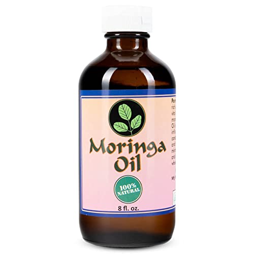 Moringa Energy Life Moringa Oil 8 oz Natural, 100% Pure, Cold Pressed, Food Grade Edible, Use to Rejuvenate, Moisturize & Heal Face, Body, Skin, Hair care