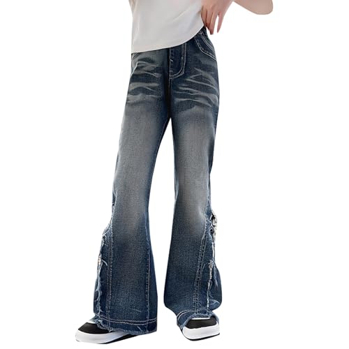 Girls Y2k Flared Jeans Wide Leg Stretch High Elastic Waist Bell Bottom Denim Pants Vintage Casual Bootcut Leggings